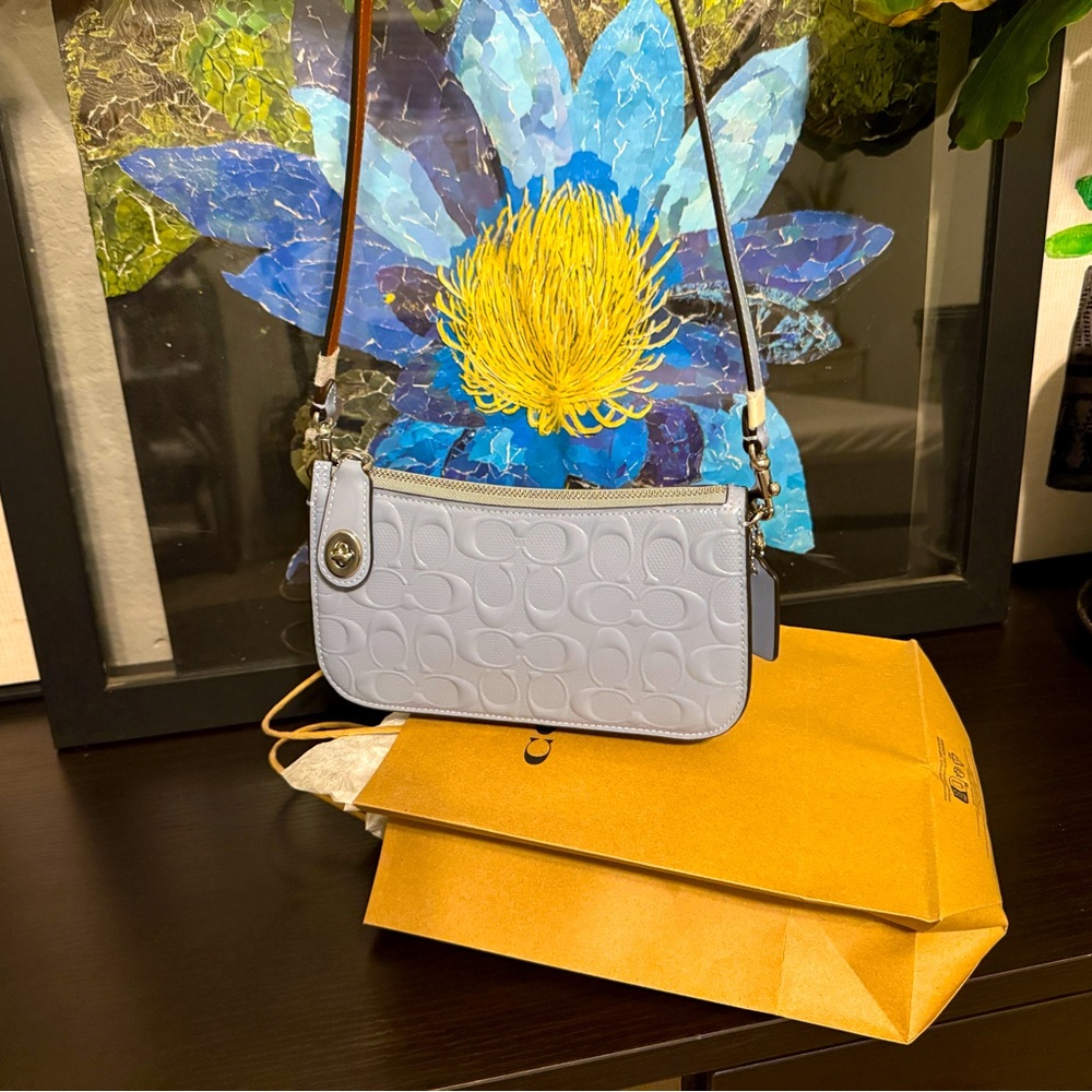 NWT and receipt Coach Penn Shoulder Bag in Blue Grey